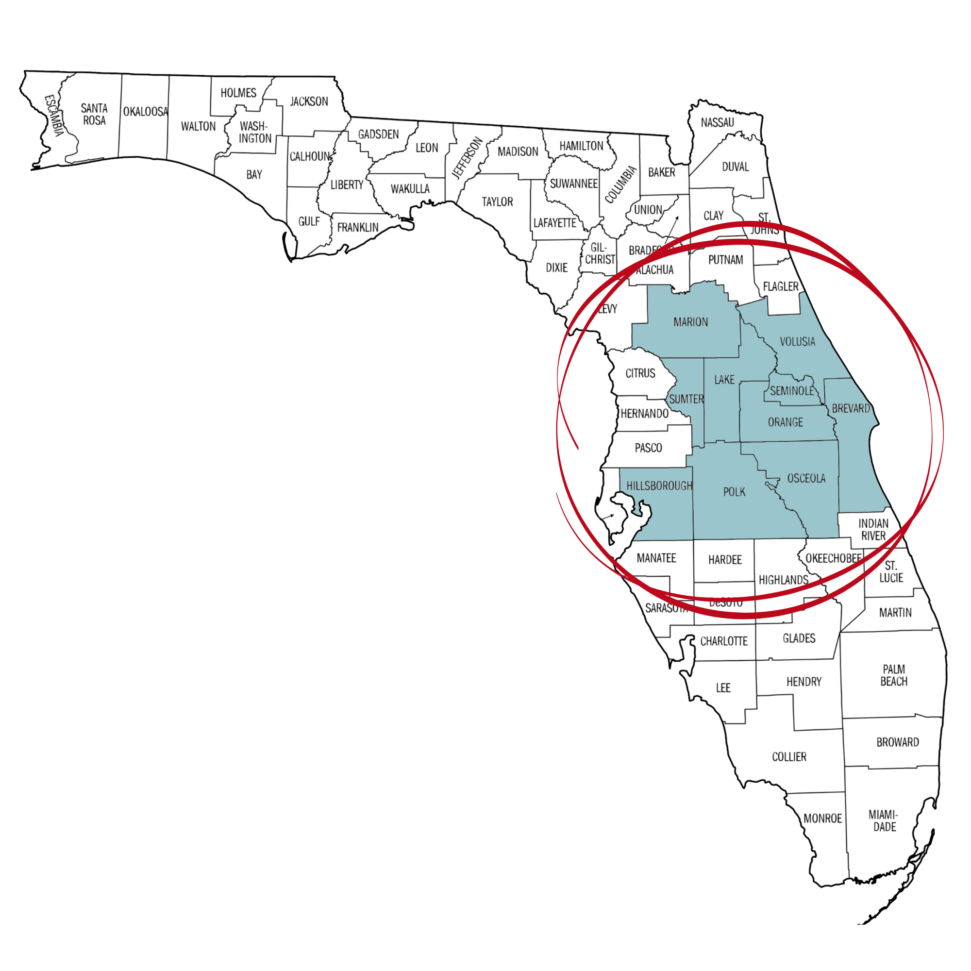 FLORIDA COUNTIES ON MAP WEMERT GROUP REALTY FLORIDA COUNTIES ON MAP WEMERT GROUP REALTY